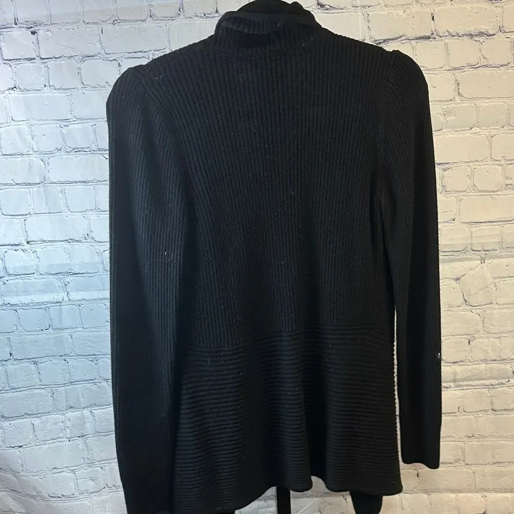 White House Black Market Black Waterfall  Cardigan Sz Small